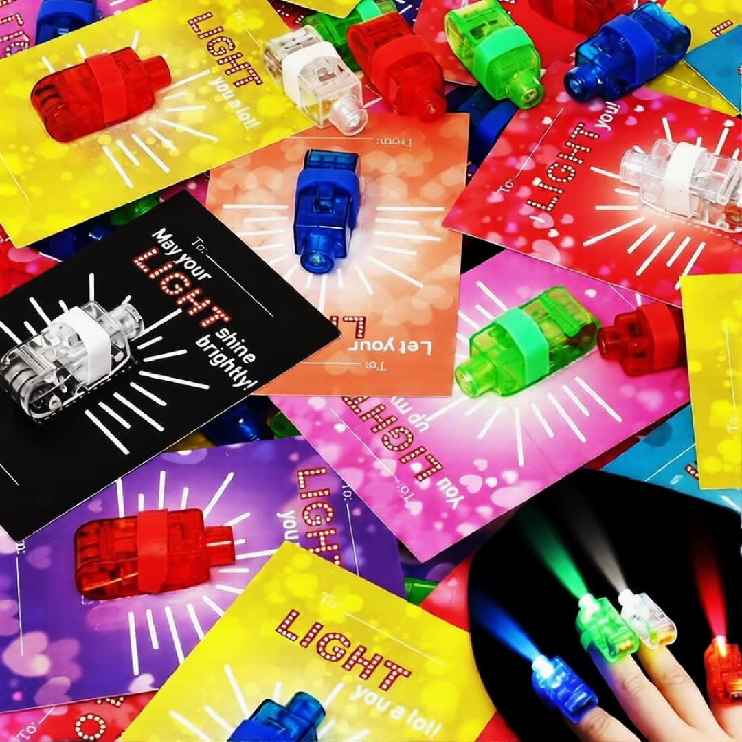 Kiddokids 28-Pack Valentine’s Day Finger Light Cards – Non-Candy Classroom Gifts