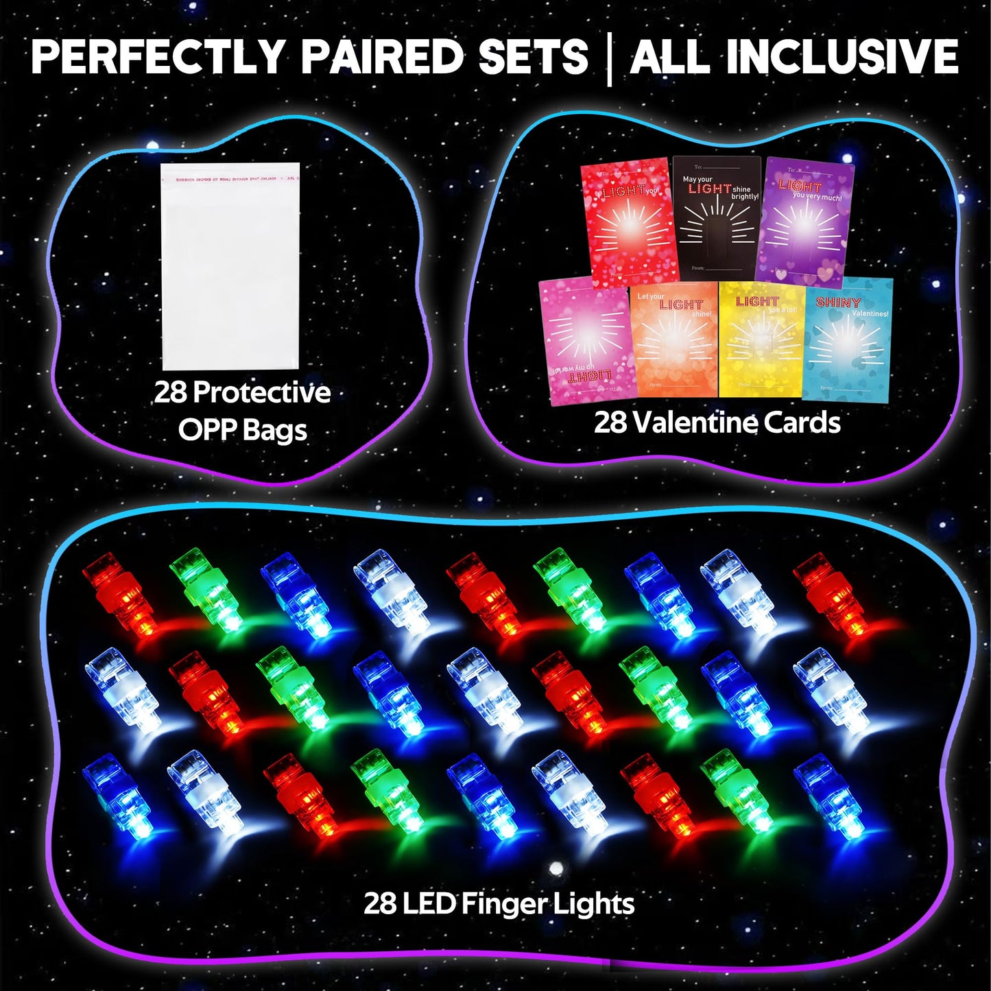 Kiddokids 28-Pack Valentine’s Day Finger Light Cards – Non-Candy Classroom Gifts