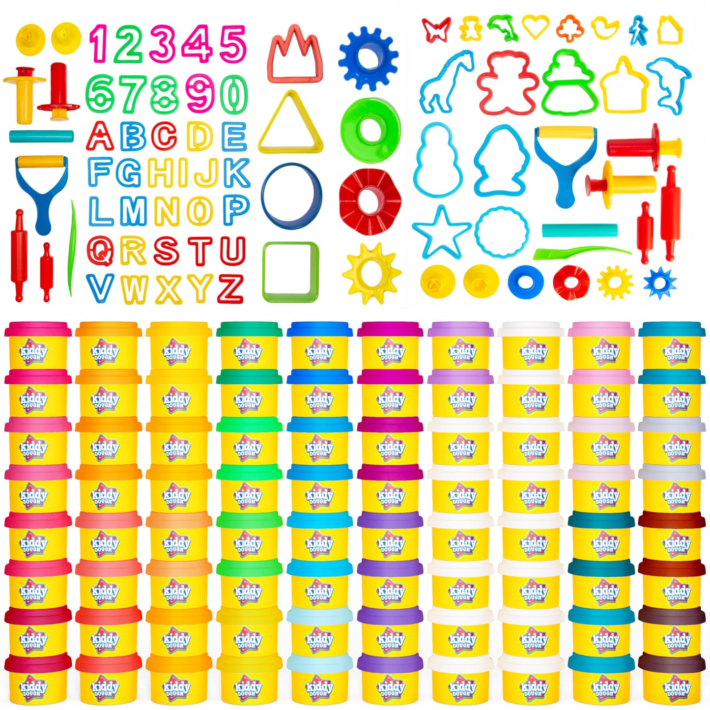 Kiddy Dough Party Pack – 80 Colorful Soft Mini Dough Containers for Creative Play