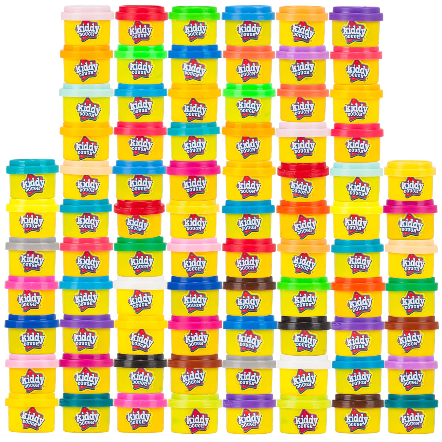 Kiddy Dough Party Pack – 80 Colorful Soft Mini Dough Containers for Creative Play