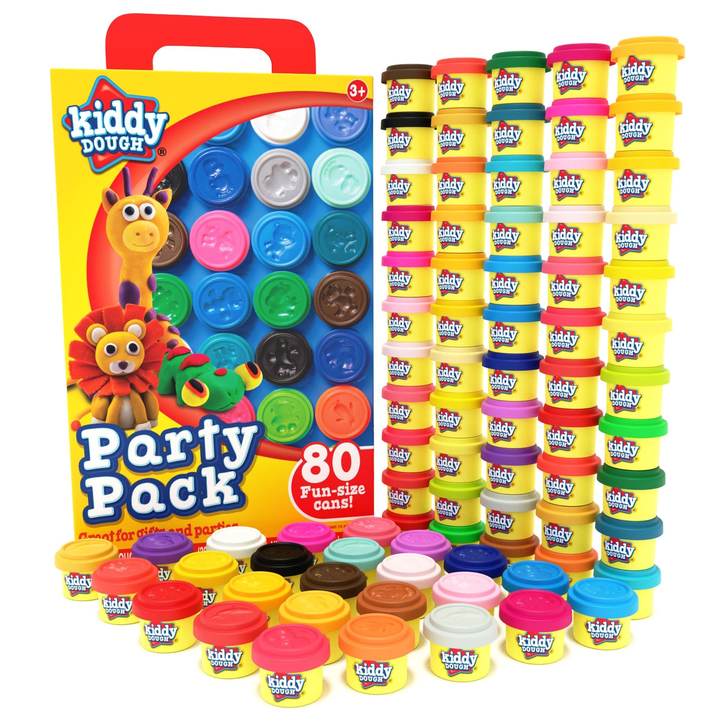 Kiddy Dough Party Pack – 80 Colorful Soft Mini Dough Containers for Creative Play