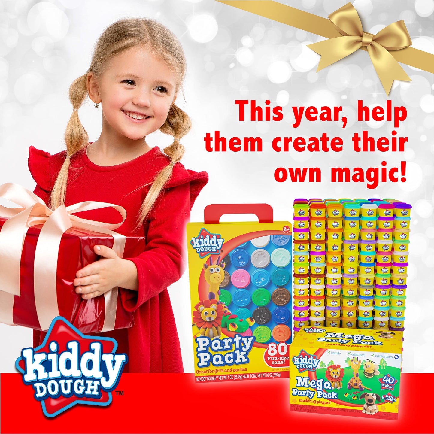 Kiddy Dough Party Pack – 80 Colorful Soft Mini Dough Containers for Creative Play