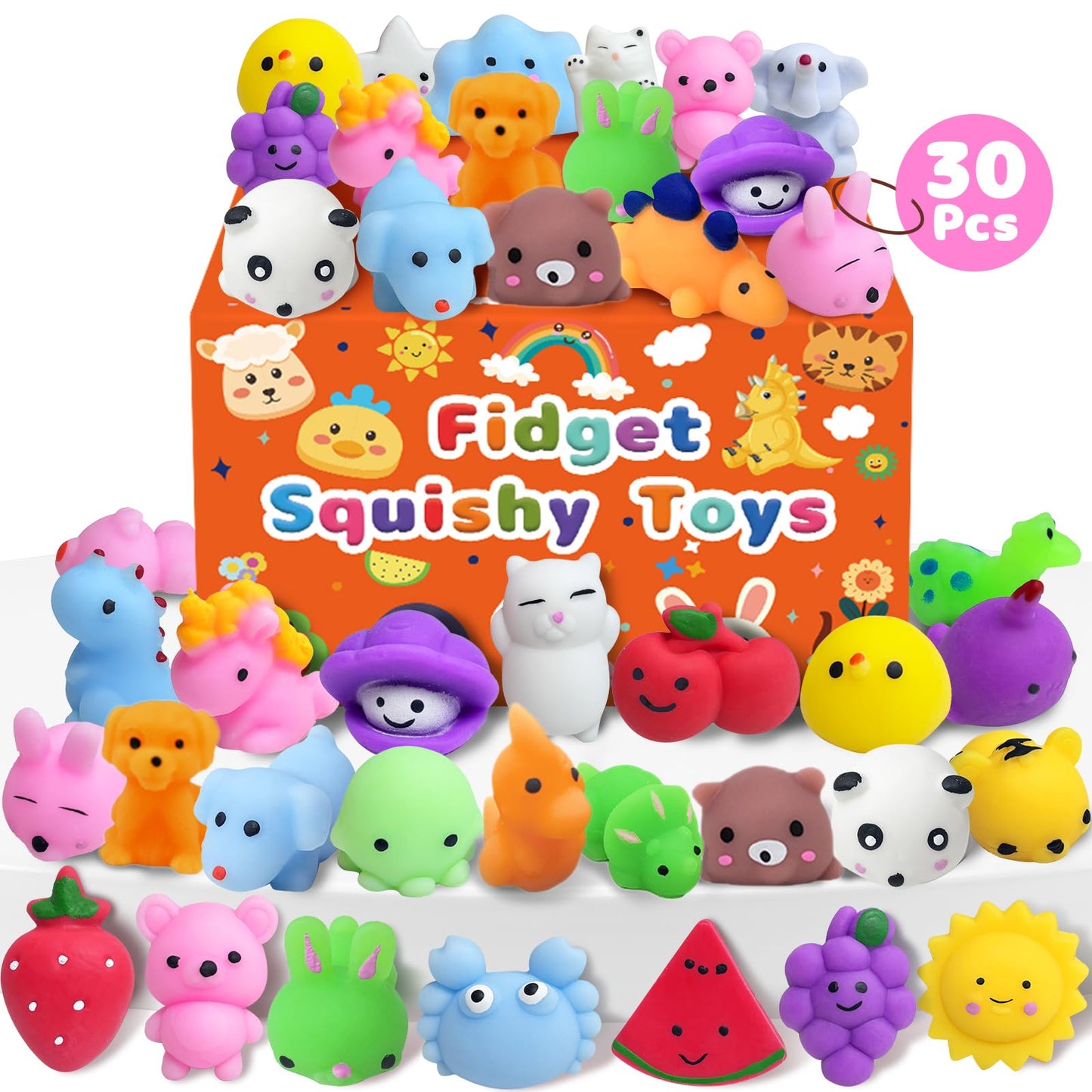 Kidific 30 Pack Squishy Toys – Kawaii Fidgets for Classrooms, Parties & Gifts