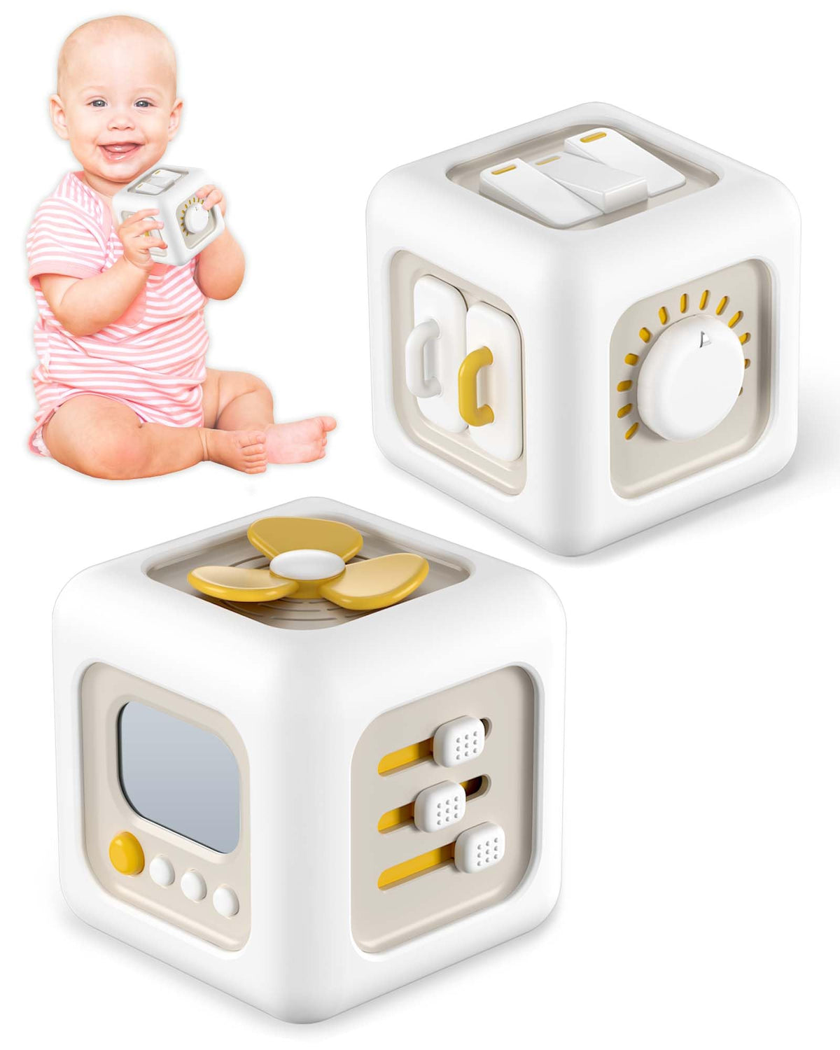 Kidific 6-in-1 Busy Cube Montessori Toy for Toddlers – Safe, Battery-Free