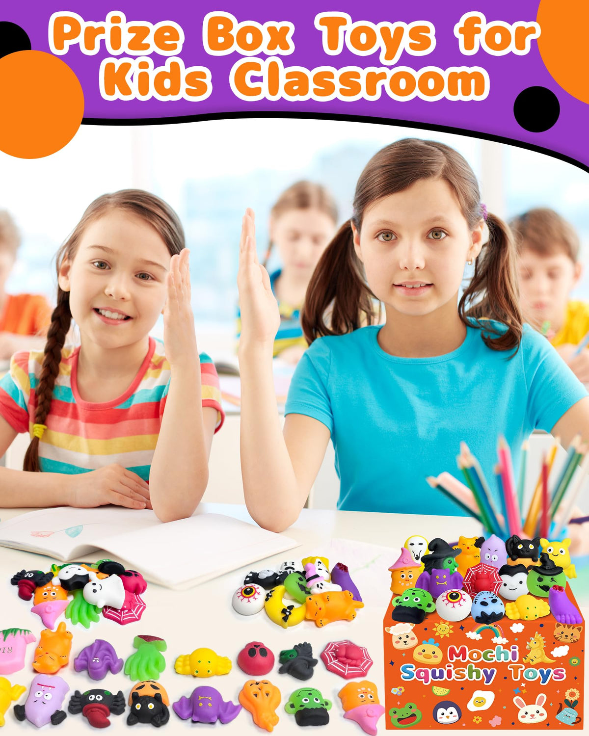 Kidific 30 Pcs Halloween Squishy Toys – Party Favors, Fidgets & Classroom Prizes
