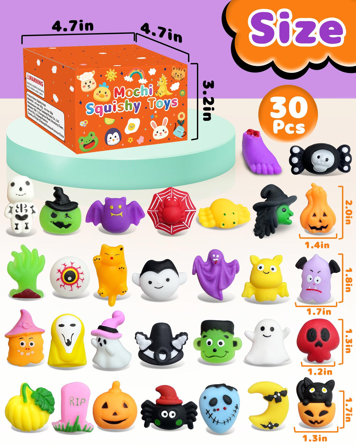 Kidific 30 Pcs Halloween Squishy Toys – Party Favors, Fidgets & Classroom Prizes