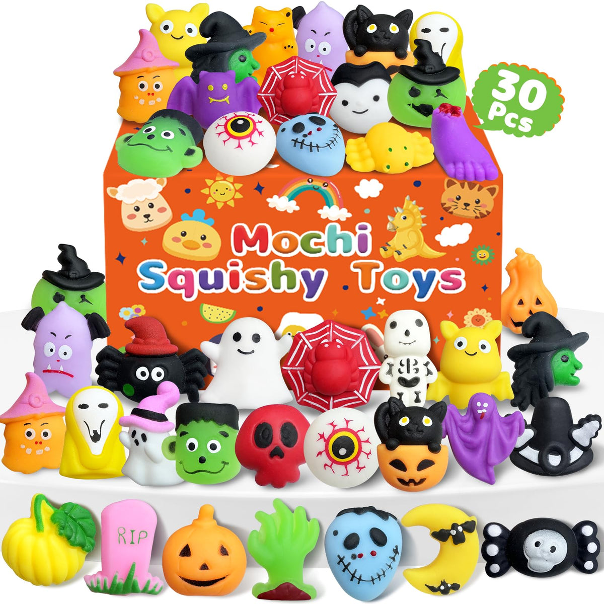 Kidific 30 Pcs Halloween Squishy Toys – Party Favors, Fidgets & Classroom Prizes