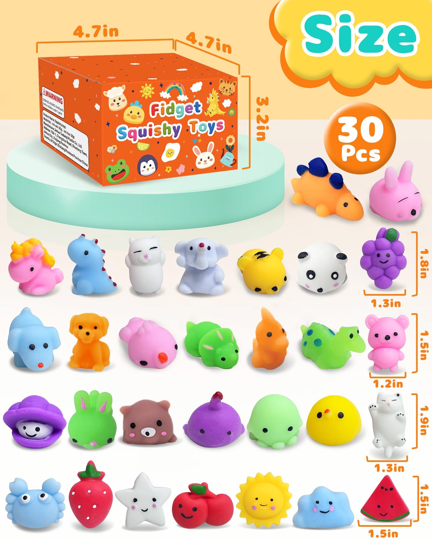 Kidific 30 Pack Squishy Toys – Kawaii Fidgets for Classrooms, Parties & Gifts