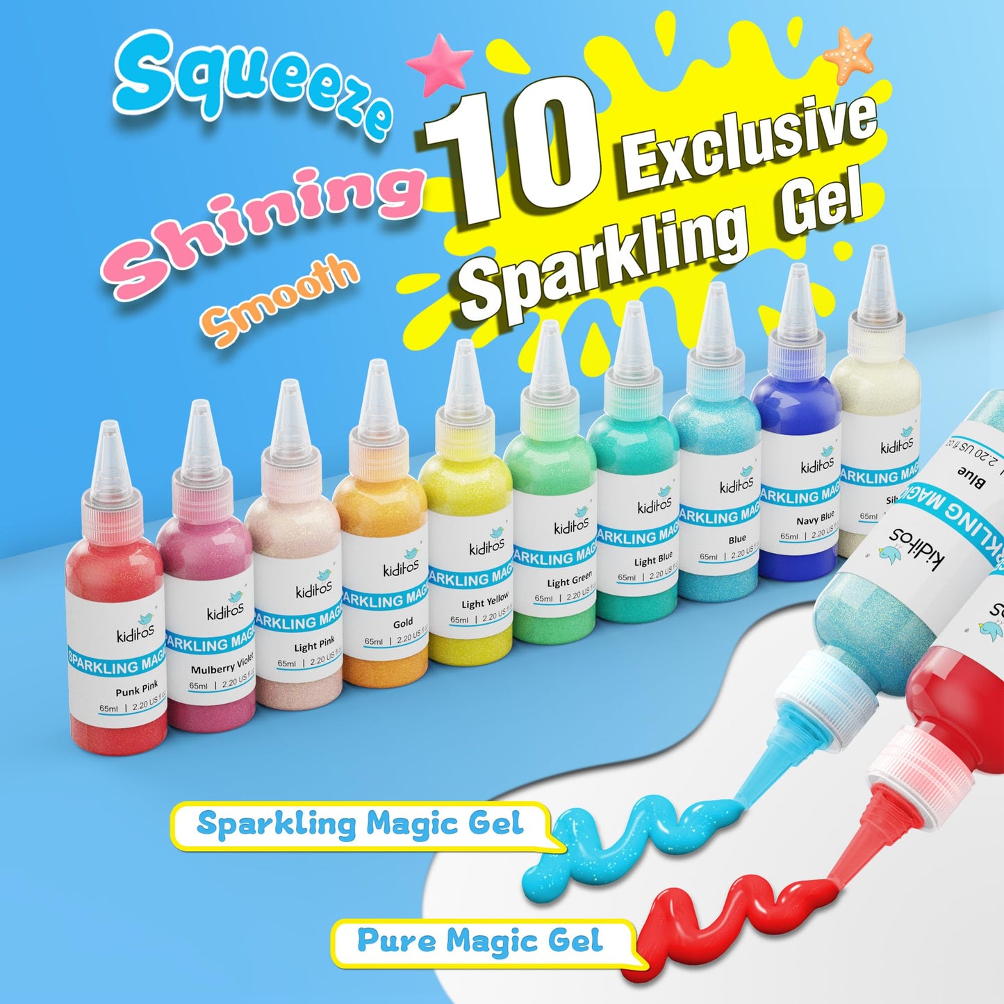 Kiditos Magic Water Elf Toy Kit – 20 Gels & 10 Molds for Creative Sensory Play