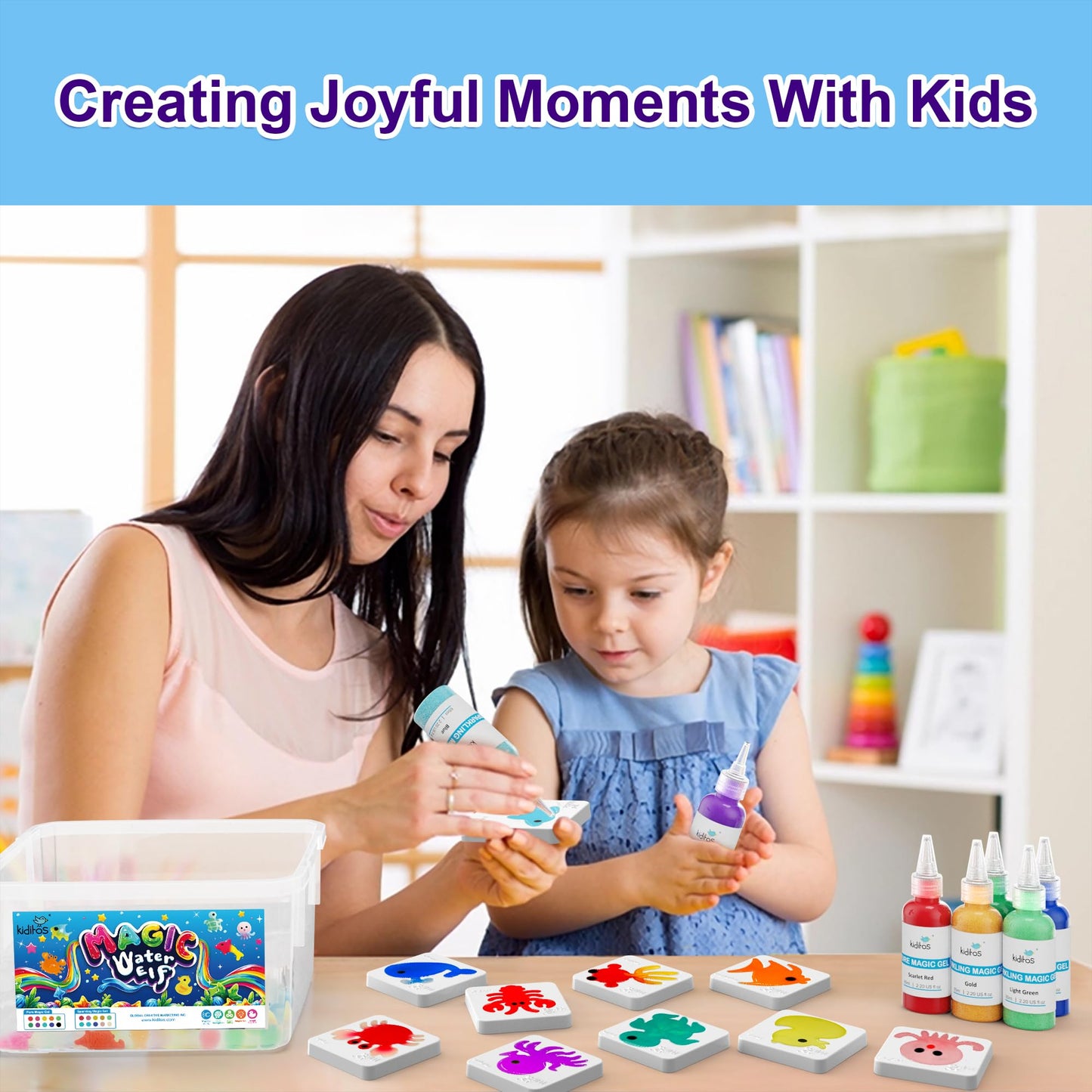 Kiditos Magic Water Elf Toy Kit – 20 Gels & 10 Molds for Creative Sensory Play
