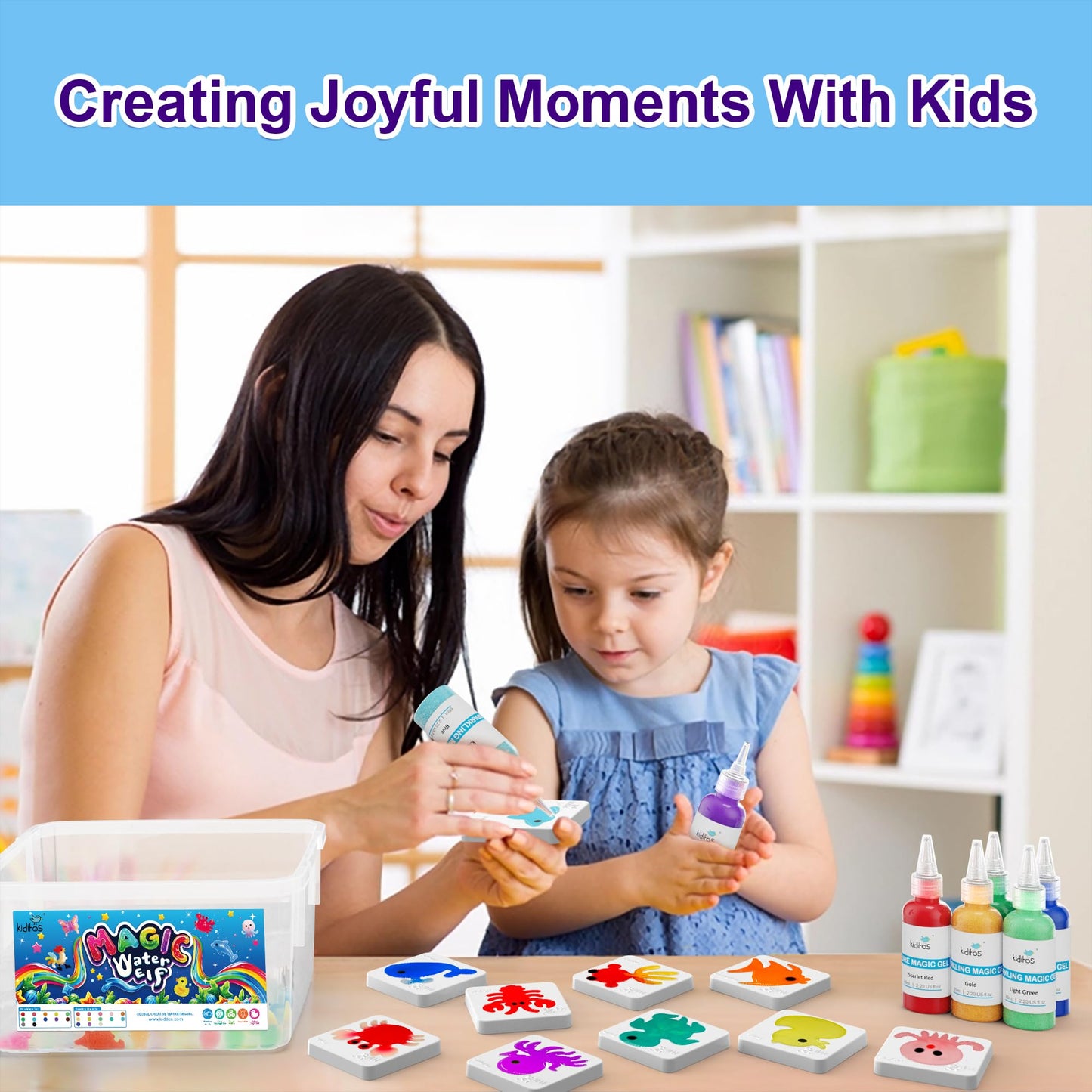 Kiditos Magic Water Elf Toy Kit – 25 Gels, 20 Molds, Safe Sensory DIY for Kids 3+