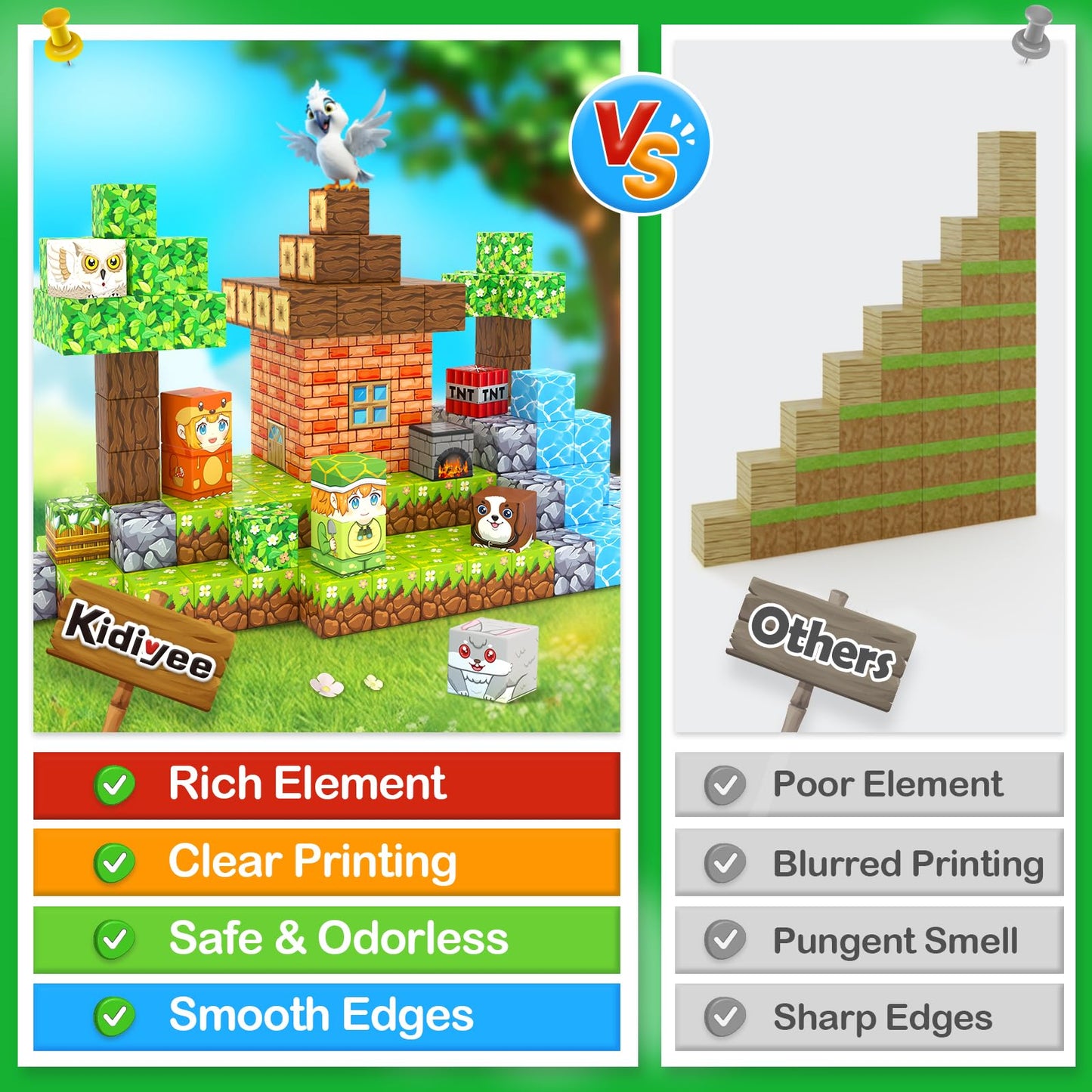 Kidiyee 100PCS Magnetic Blocks – Forest World STEM Building Toys for Kids 4-8