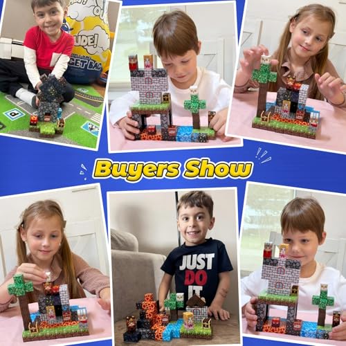 Kidiyee 100PCS Magnetic Blocks – Mine Magnet World: Forest & Lava Set for STEM Play (Ages 3-7)