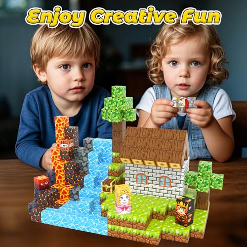 Kidiyee 100PCS Magnetic Blocks – Mine Magnet World: Forest & Lava Set for STEM Play (Ages 3-7)