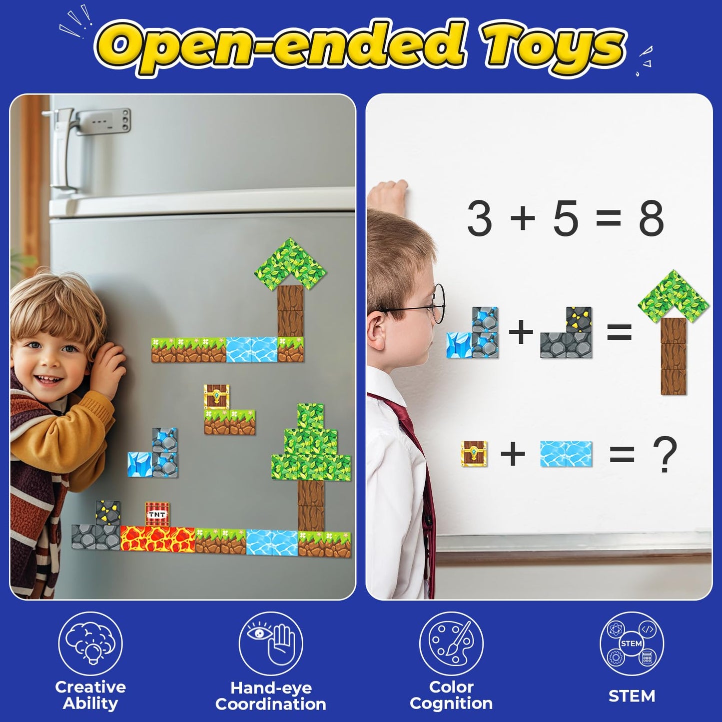 Kidiyee 100PCS Magnetic Blocks – Mine Magnet World: Forest & Lava Set for STEM Play (Ages 3-7)