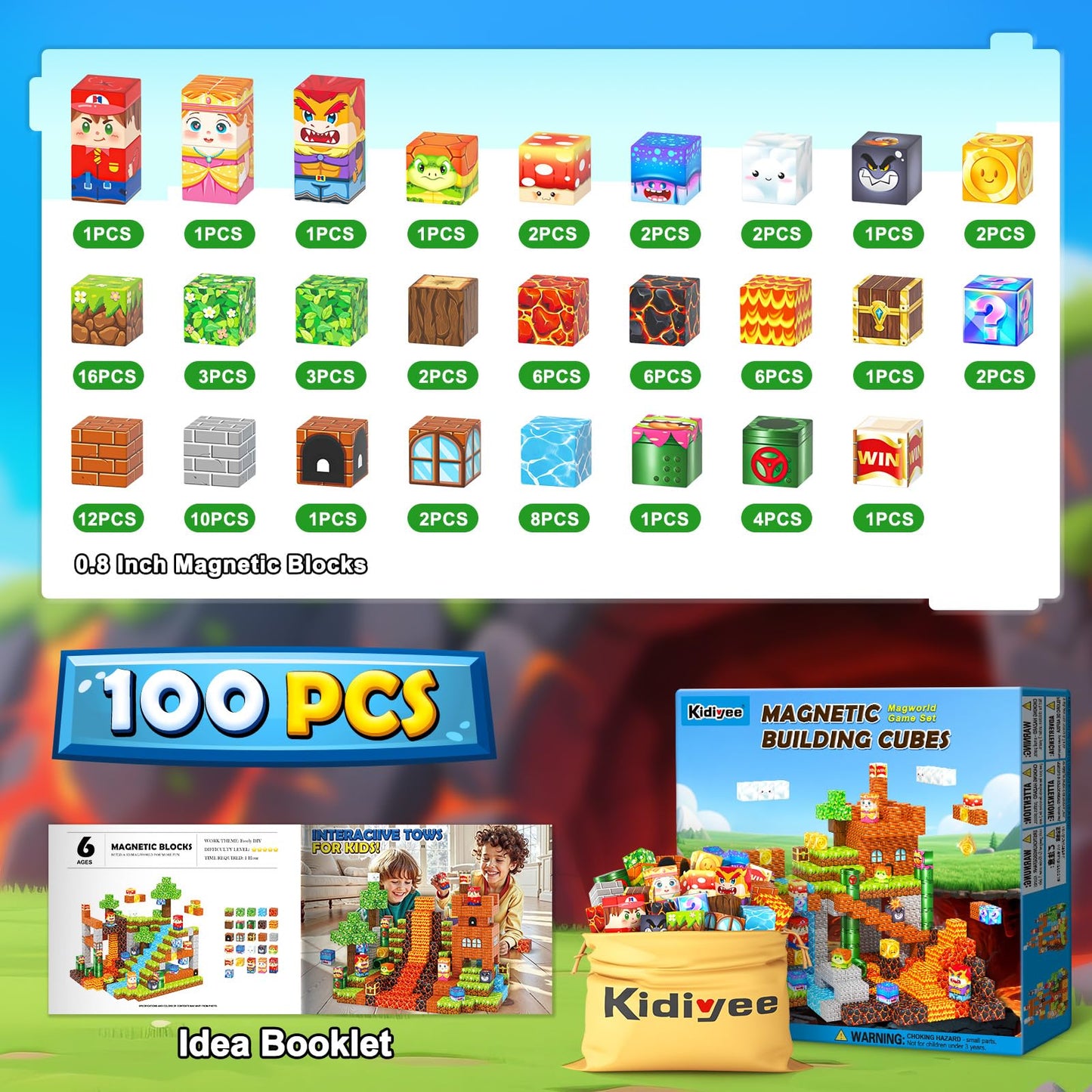 Kidiyee Magnetic Blocks – STEM Building Toy for Kids 3-8 | Creative Magnetic Blocks Set