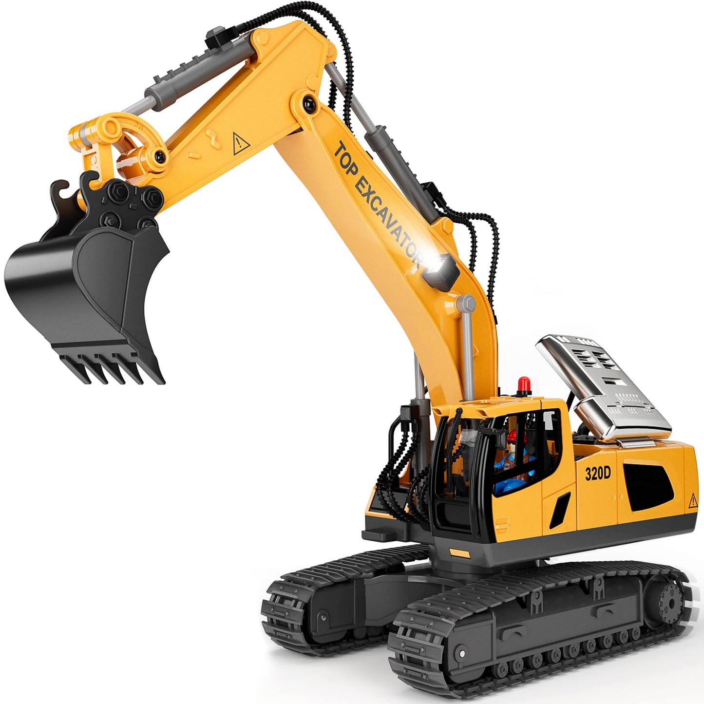 KIDMARKT RC Excavator Toy — 11-Channel Metal Construction Truck with 2×1200mAh Batteries, 120-Min Playtime