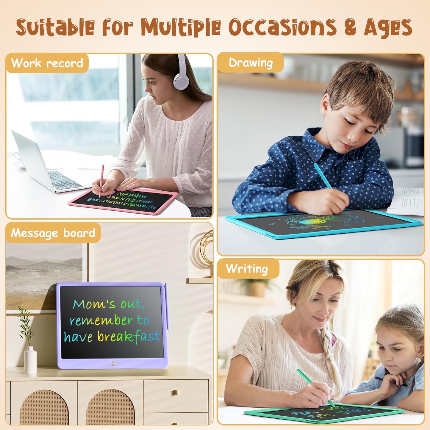 Kidopire 15-Inch LCD Writing Tablet for Kids – Pink Doodle & Learn