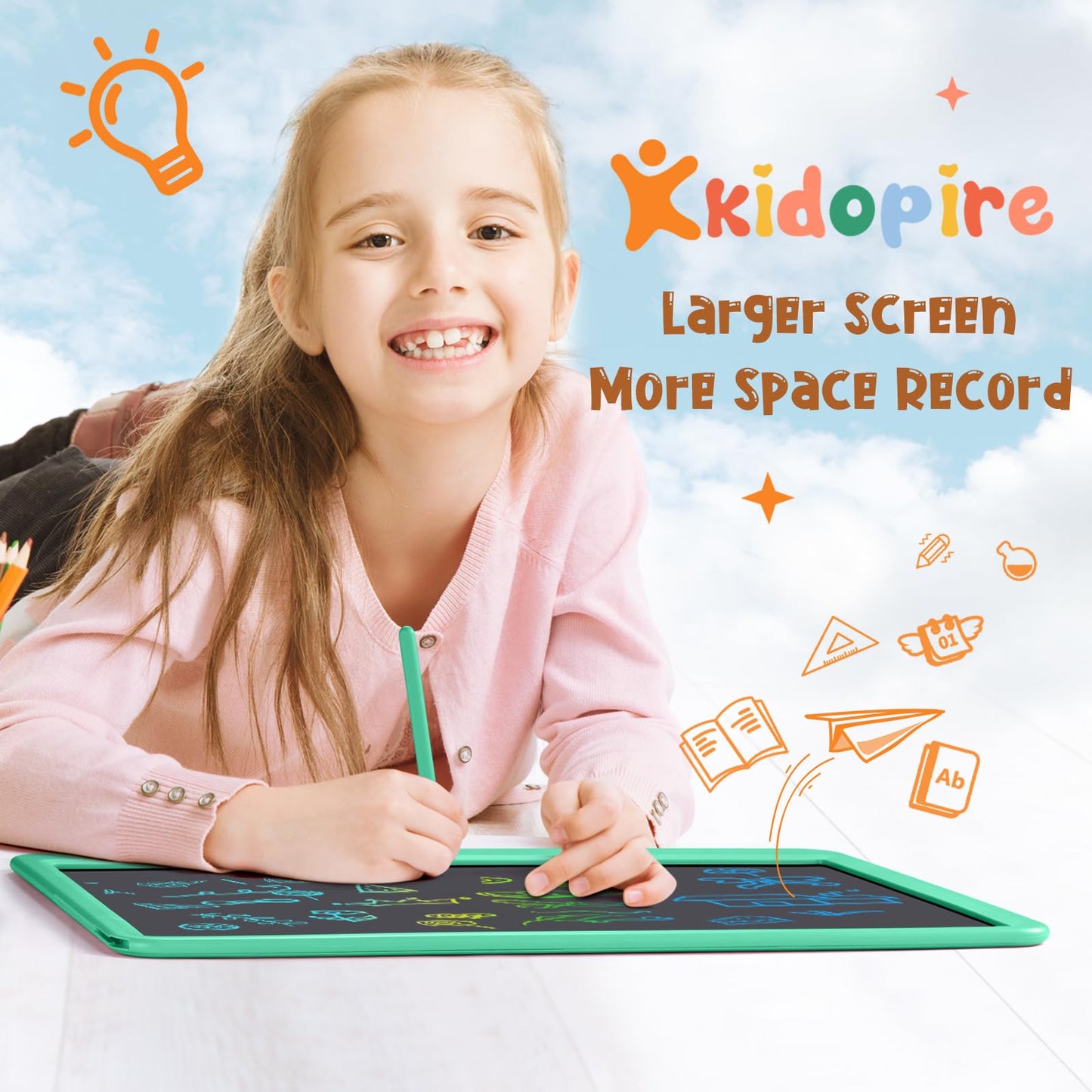 Kidopire LCD Writing Tablet for Kids | 15-Inch Doodle Board for Learning, Mess-Free Fun