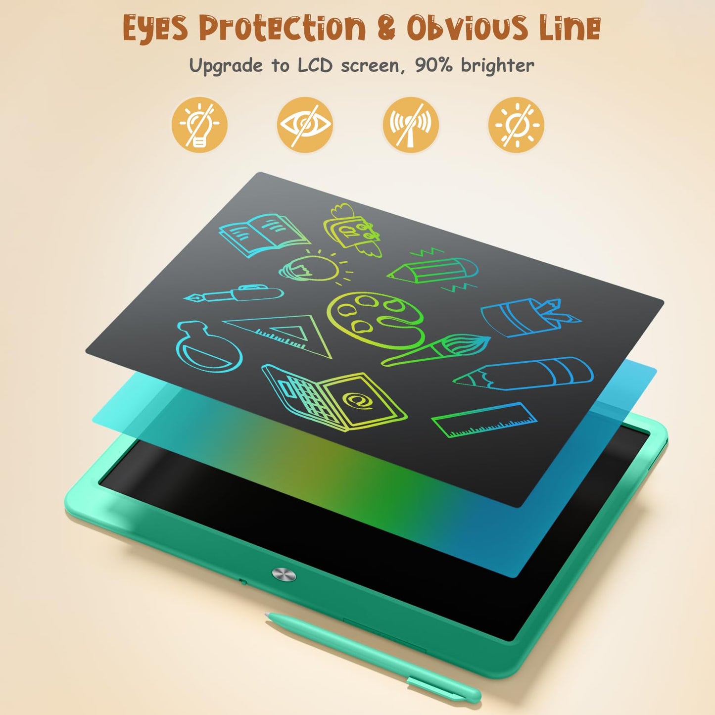 Kidopire LCD Writing Tablet for Kids | 15-Inch Doodle Board for Learning, Mess-Free Fun