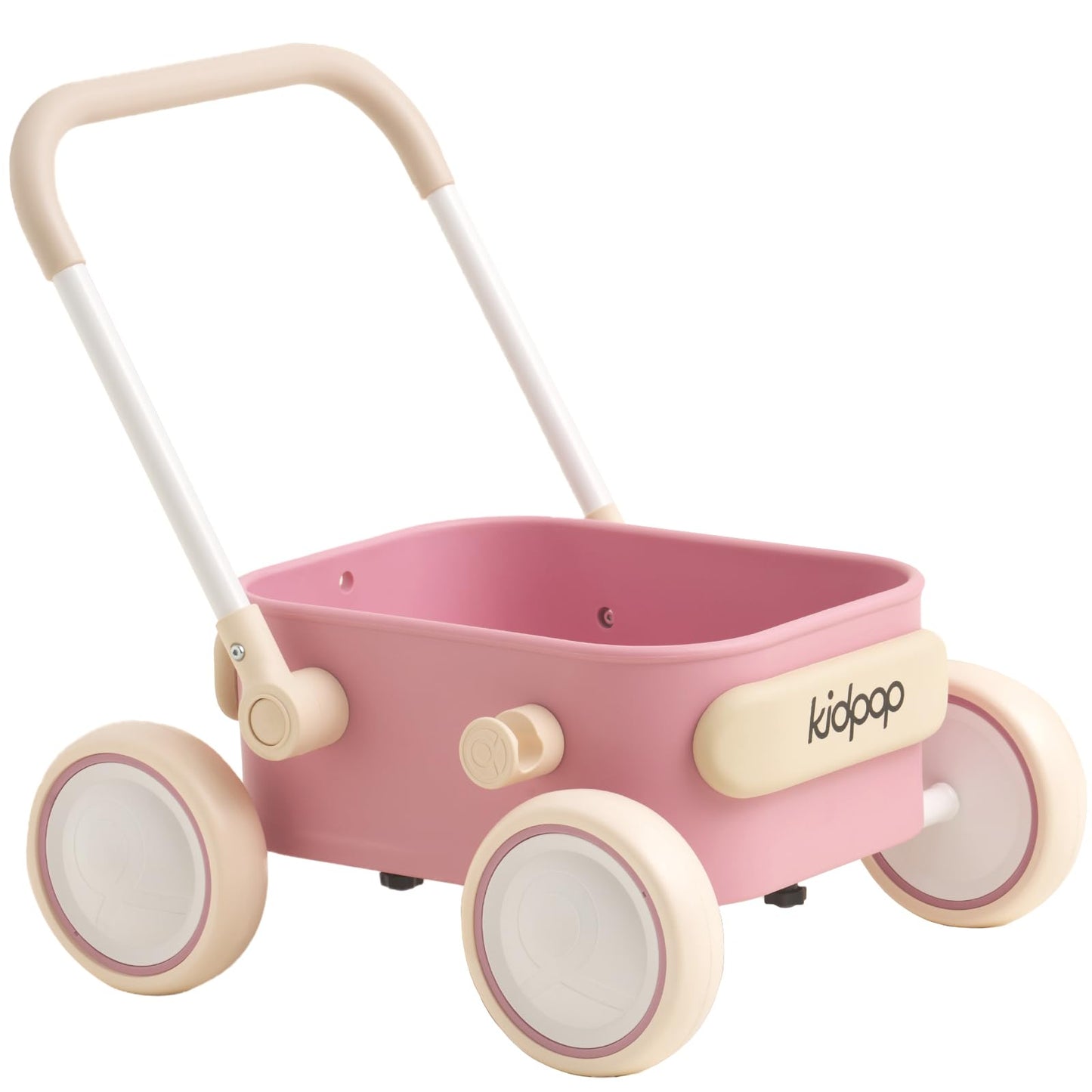 Kidpop PULA Baby Push Walker with Wheels | 2-in-1 Toddler Wagon (Pink)