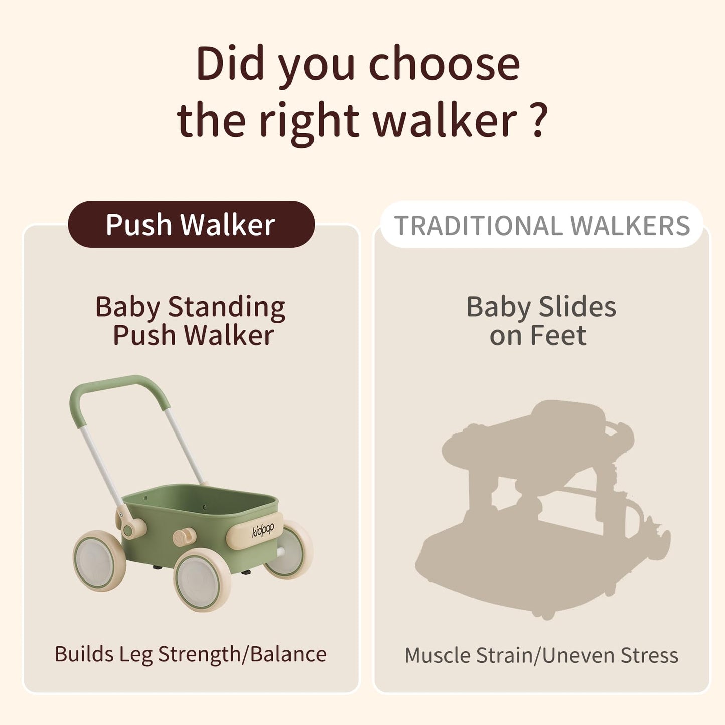 Kidpop PULA 2-in-1 Push and Pull Wagon – Safe Baby Walker for 7 Months to 4 Years
