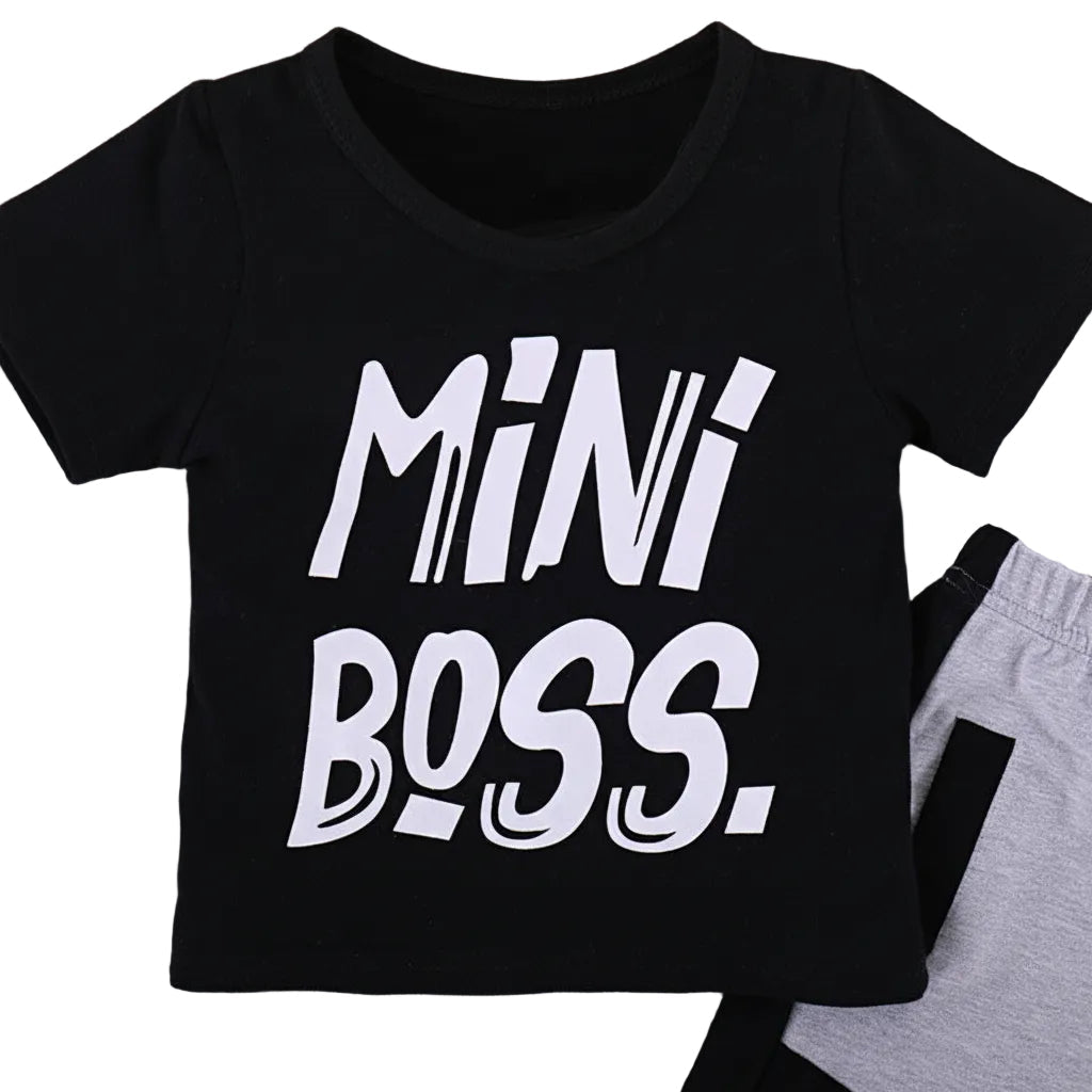 Kids' Black Two-Pieces Outfit Set | Letter Print Tracksuit for Boys & Girls