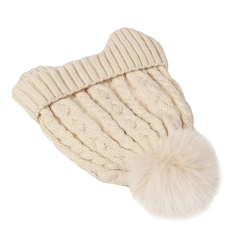 Kids 3-Piece Knitted Winter Set – Hat Scarf Gloves with Fleece Lining