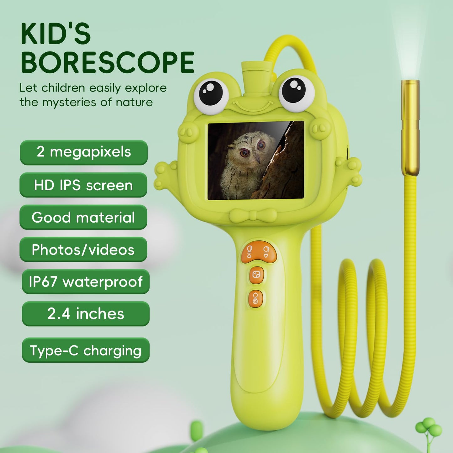 Kids Borescope Camera Toy with Light – STEM Outdoor Explorer for Kids 4-10