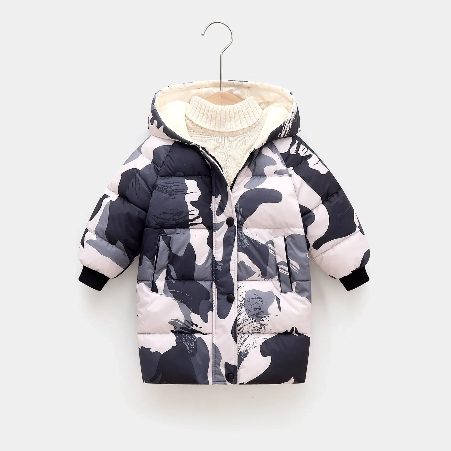 Kids Hooded Puffer Jacket, Thick Winter Cotton Coat for Boys & Girls (1–10 Years)