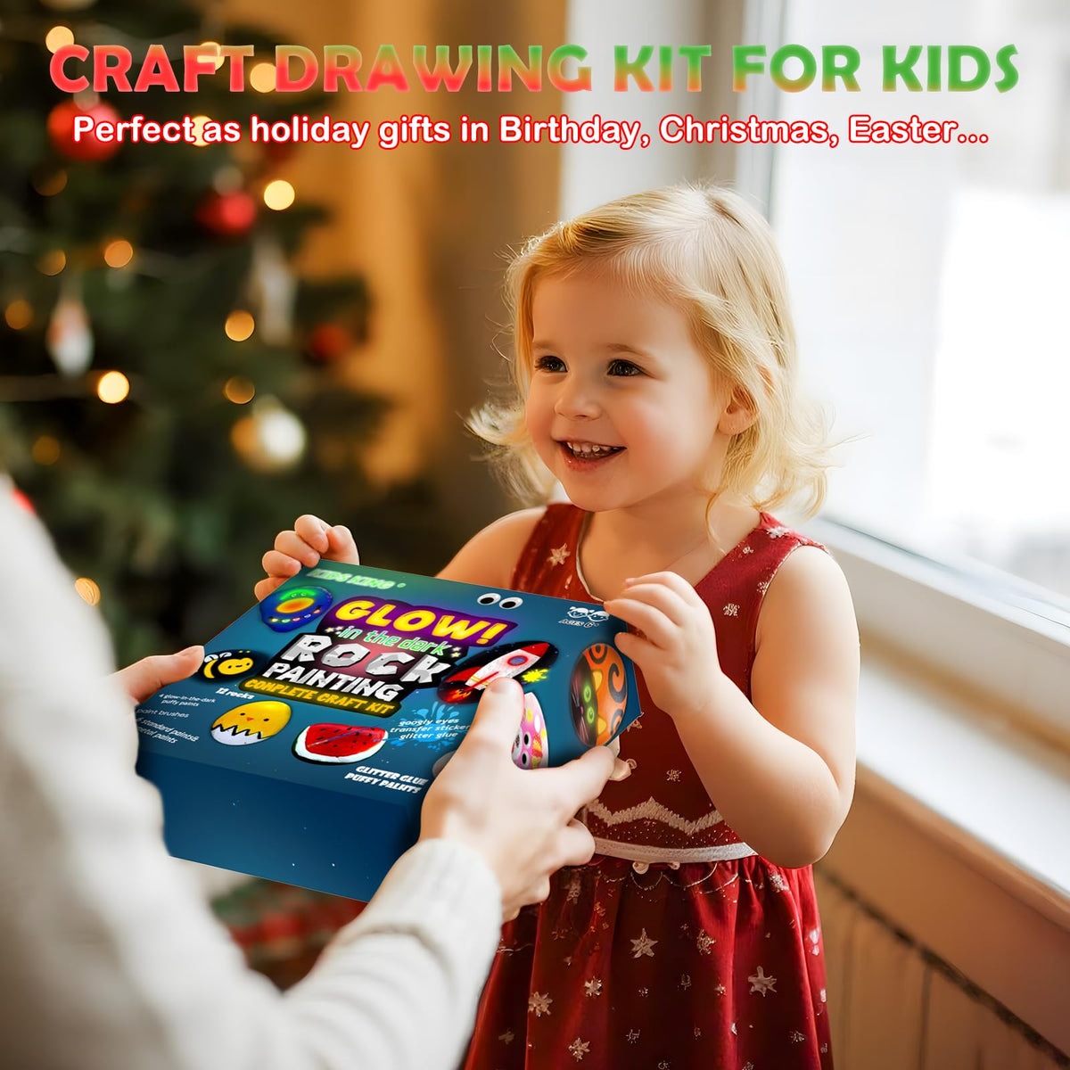 KIDS KING Glow in the Dark Rock Painting Kit for Kids 6-12 | Party Favors & Creative Gifts