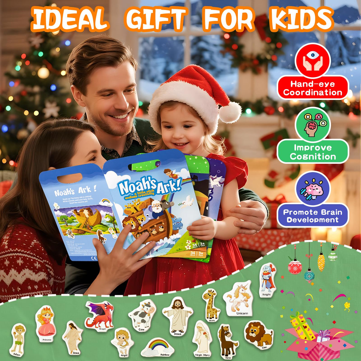 KIDS KING Reusable Sticker Book for Toddlers | 97 Puffy Stickers, 3 Themes