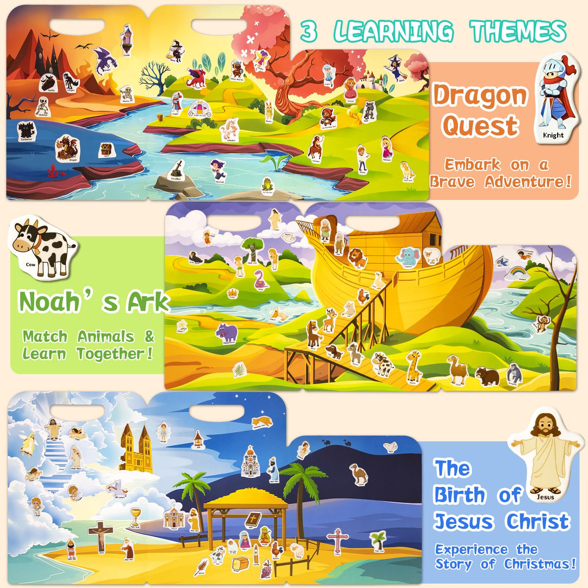 KIDS KING Reusable Sticker Book for Toddlers | 97 Puffy Stickers, 3 Themes