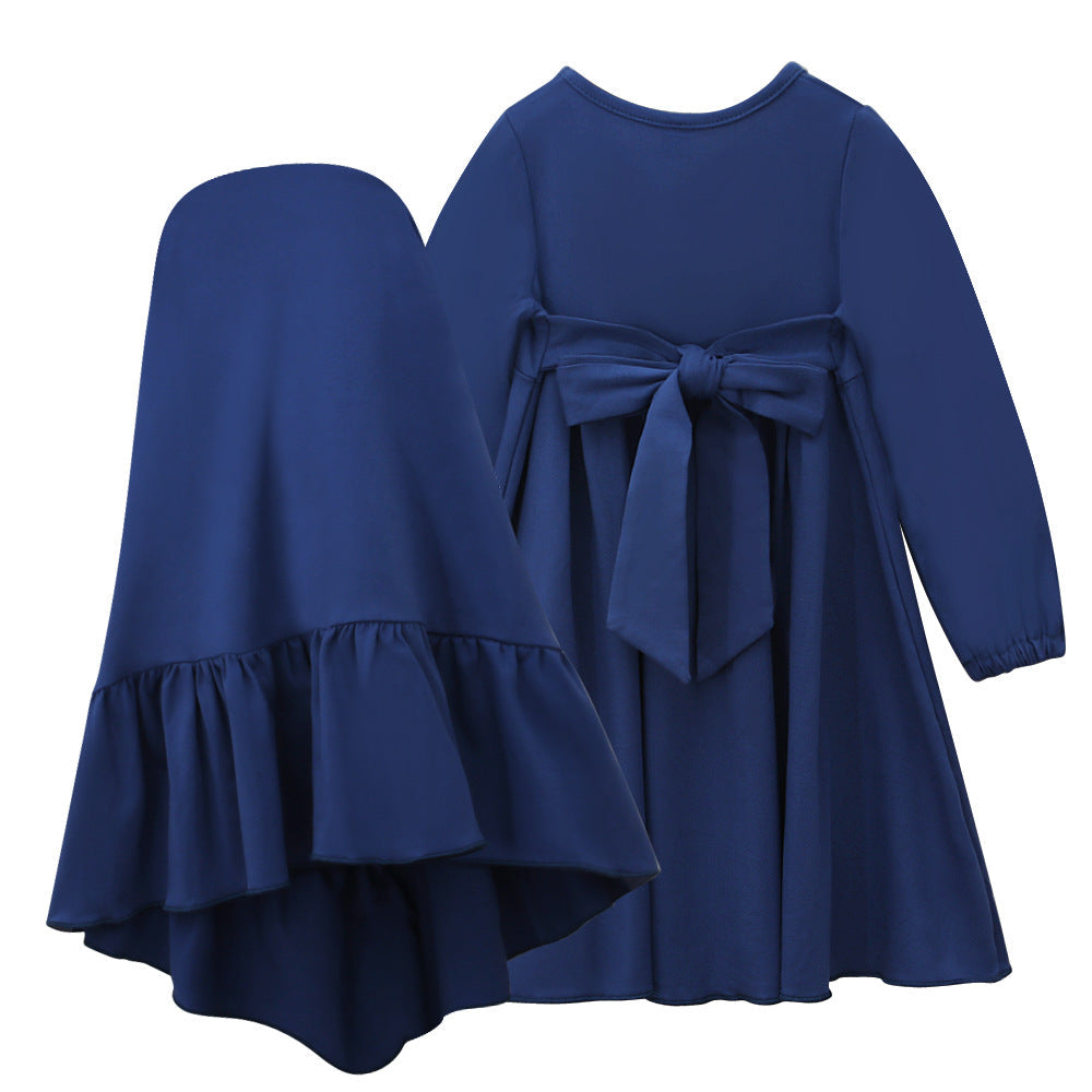 Kids' Two-pieces Abaya Set, Girls' Modest Outfit Set