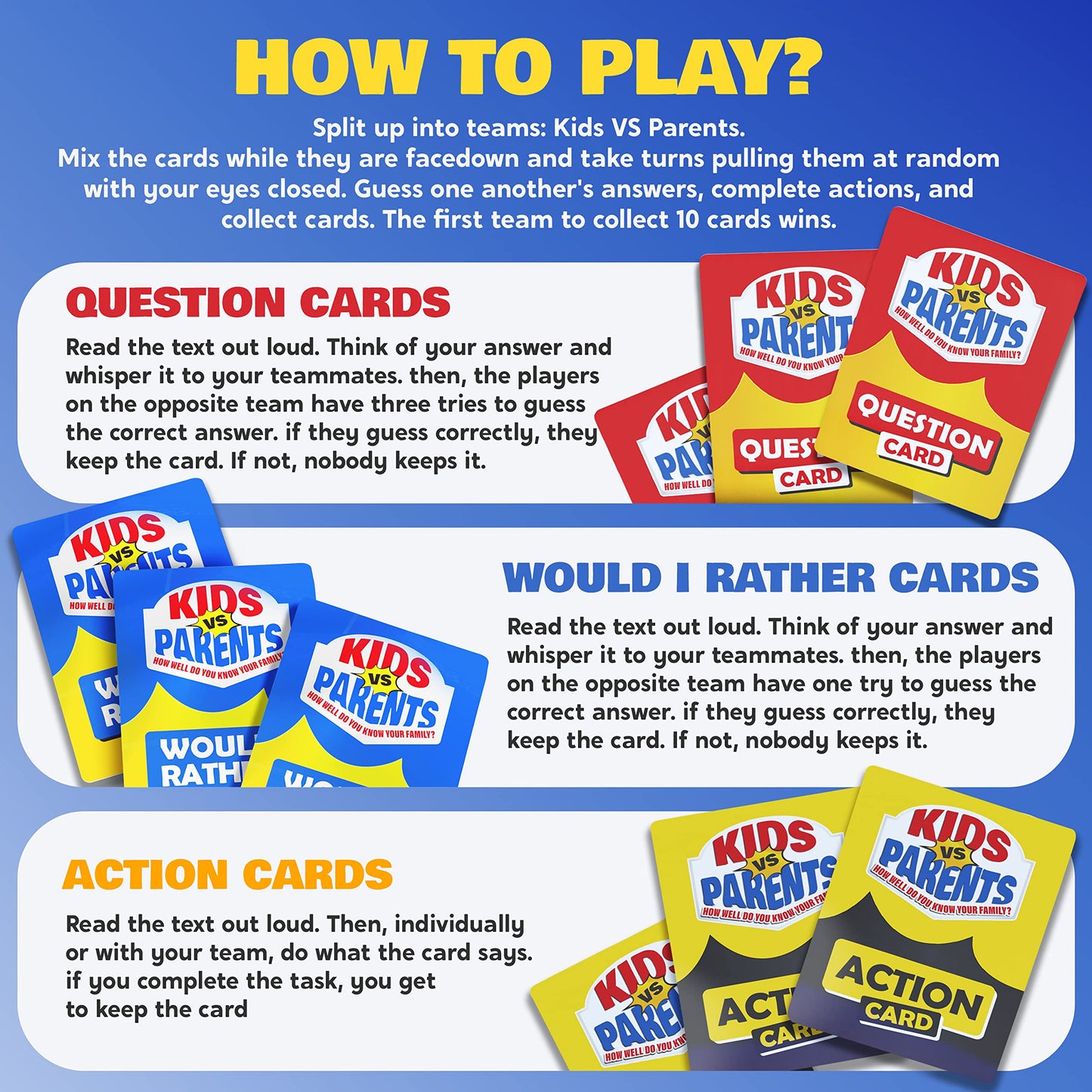 Kids VS Parents – Hilarious Family Card Game with Conversation Starters for All Ages