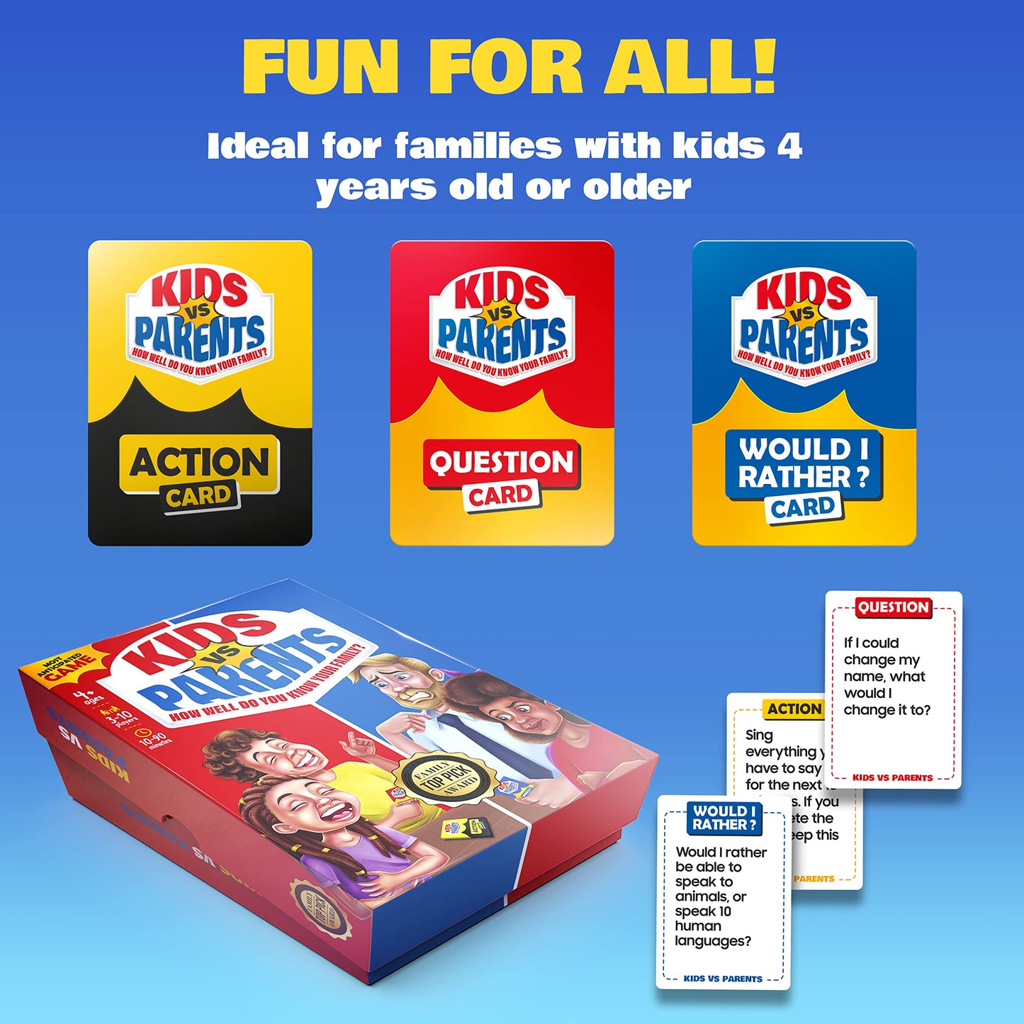 Kids VS Parents – Hilarious Family Card Game with Conversation Starters for All Ages
