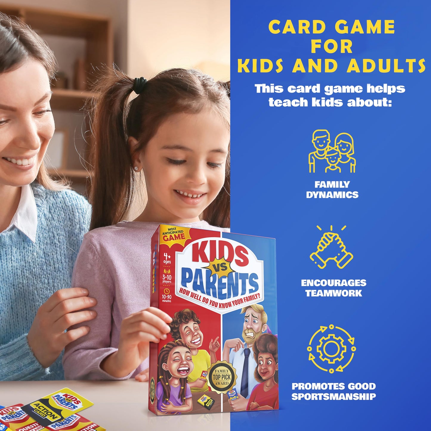 Kids VS Parents – Hilarious Family Card Game with Conversation Starters for All Ages