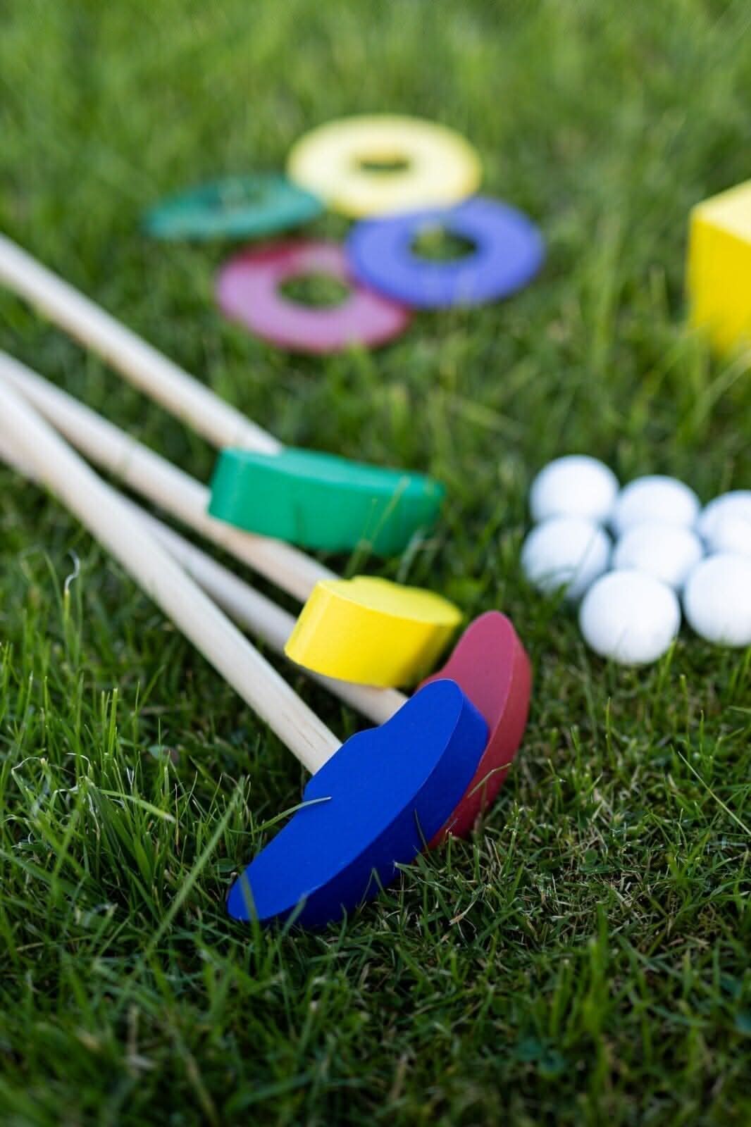 Kids Wooden Golf Set with Clubs Balls Ramps & Carry Bag