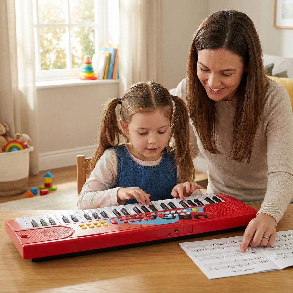 49 Keys Portable Kids Piano Keyboard-Black