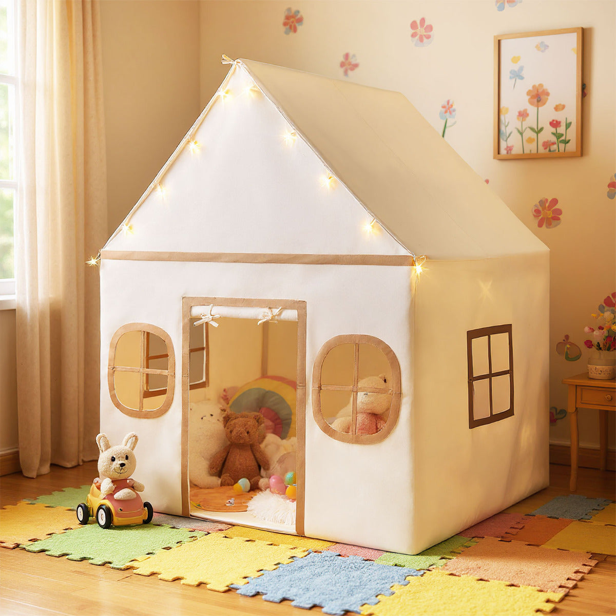 Kids Play Tent Large Playhouse Indoor Play Tent-Beige