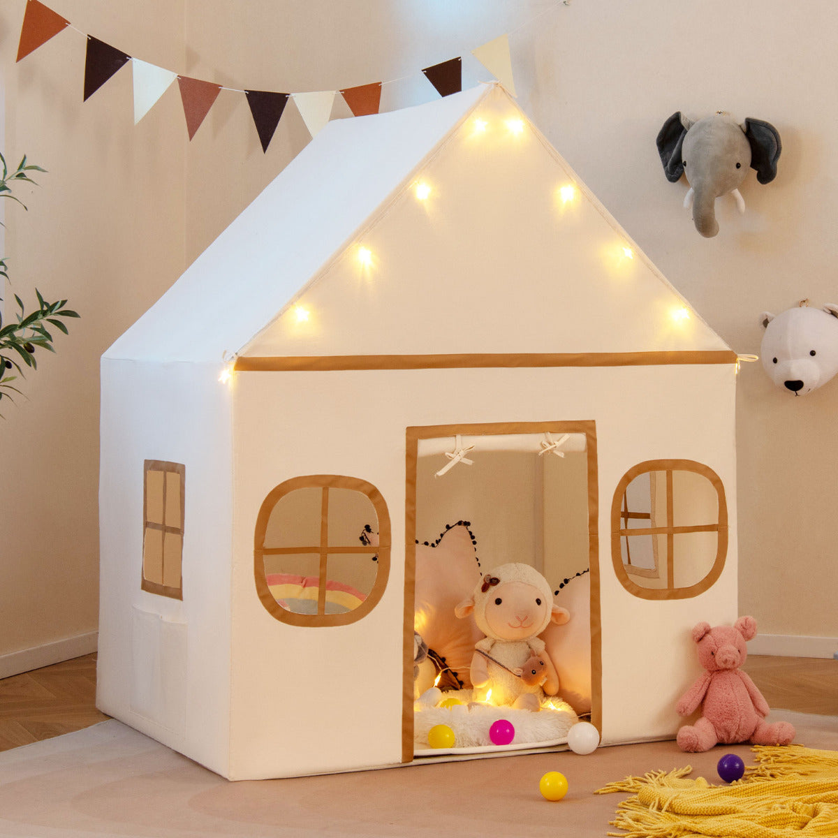 Kids Play Tent Large Playhouse Indoor Play Tent-Beige