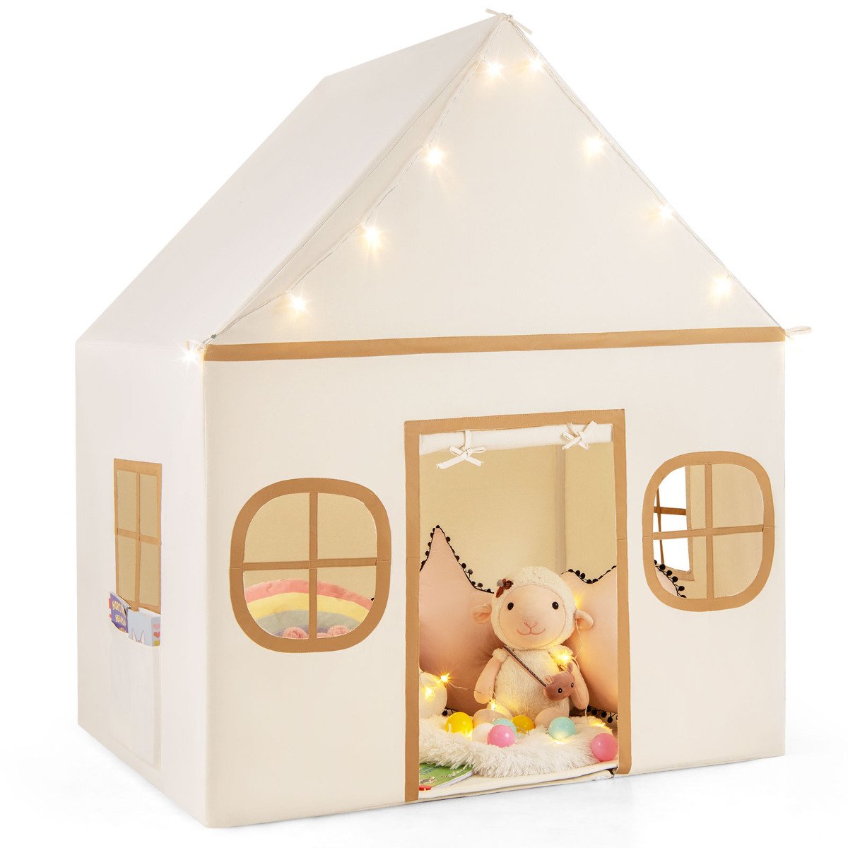 Kids Play Tent Large Playhouse Indoor Play Tent-Beige
