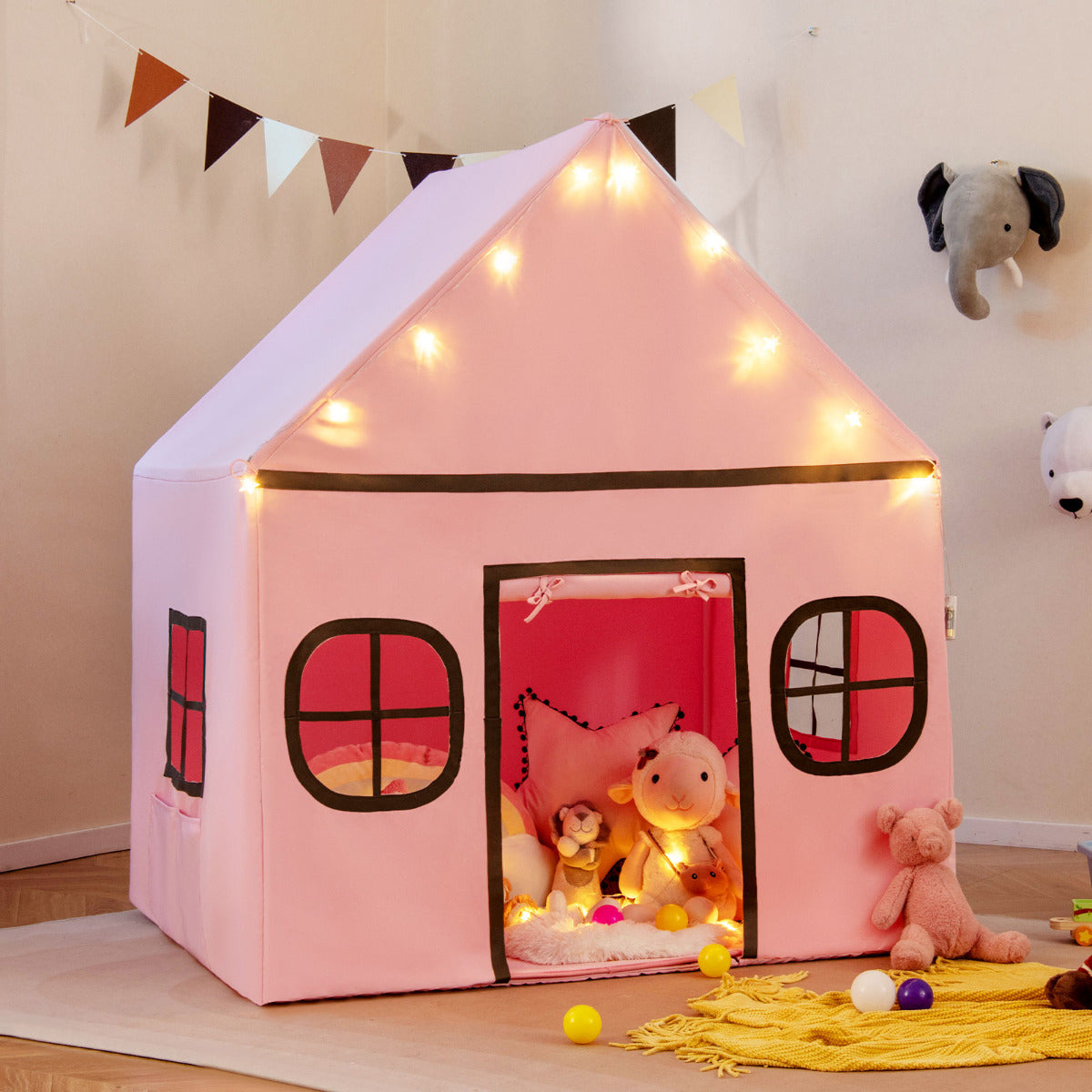 Kids Play Tent Large Playhouse Indoor Play Tent-Beige