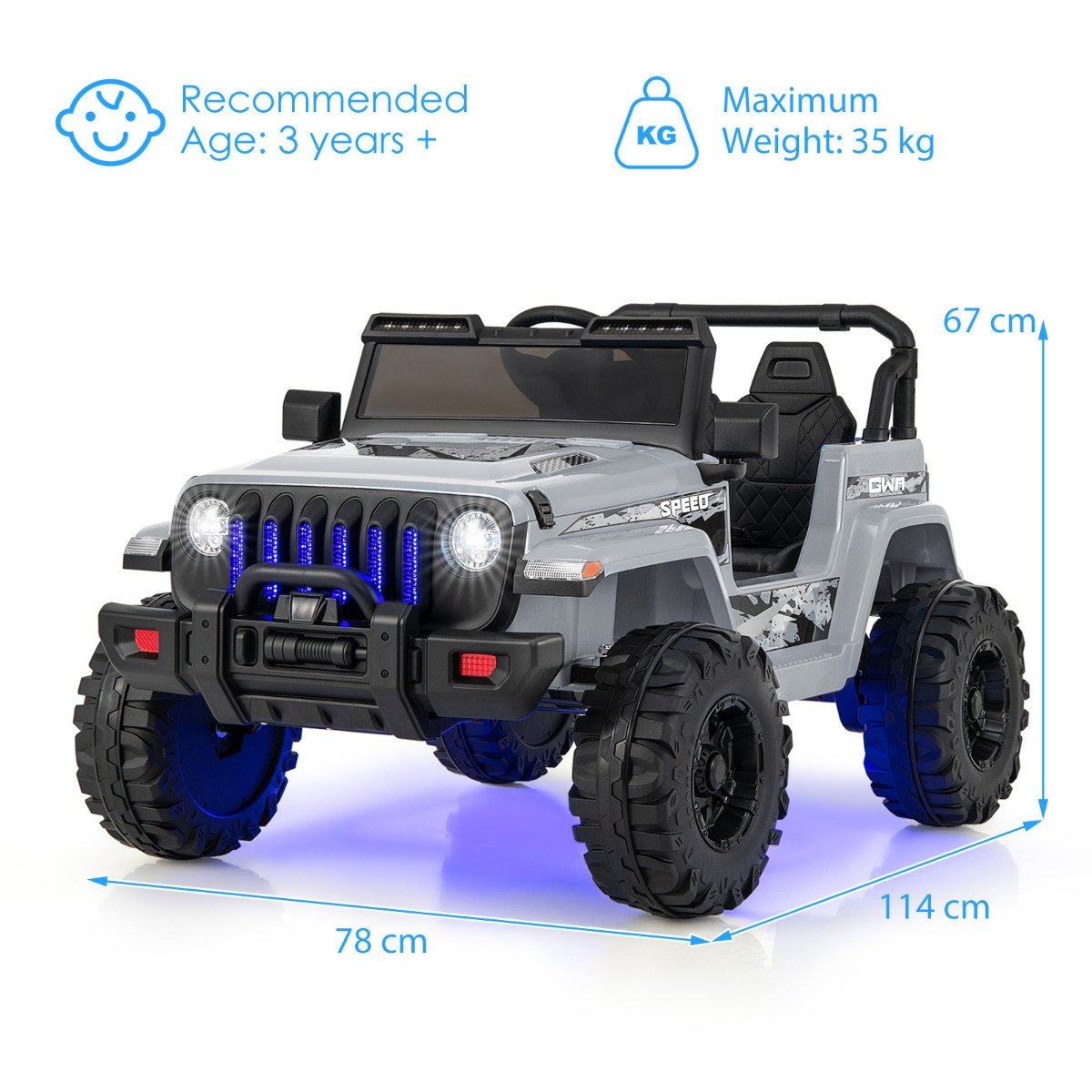 12V Kids Ride on Truck with 2.4G Parental Remote Control and Music-Black