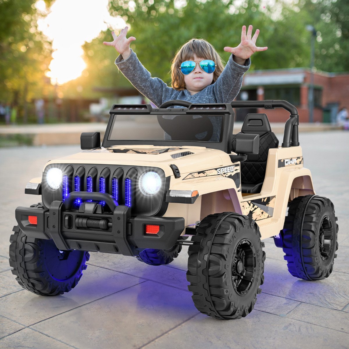 12V Kids Ride on Truck with 2.4G Parental Remote Control and Music-Black