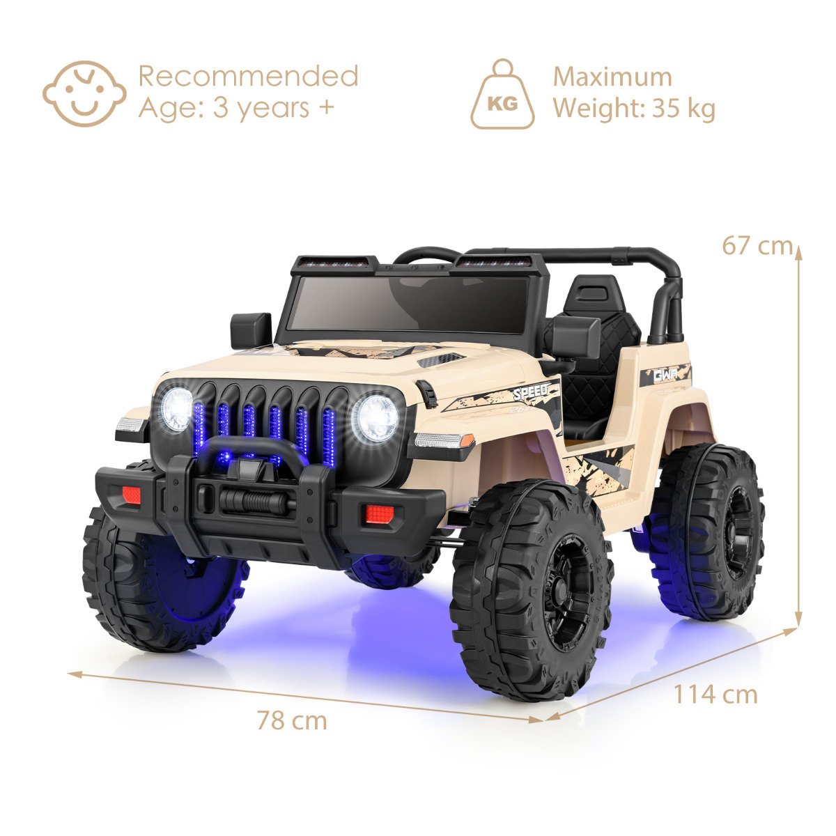 12V Kids Ride on Truck with 2.4G Parental Remote Control and Music-Black