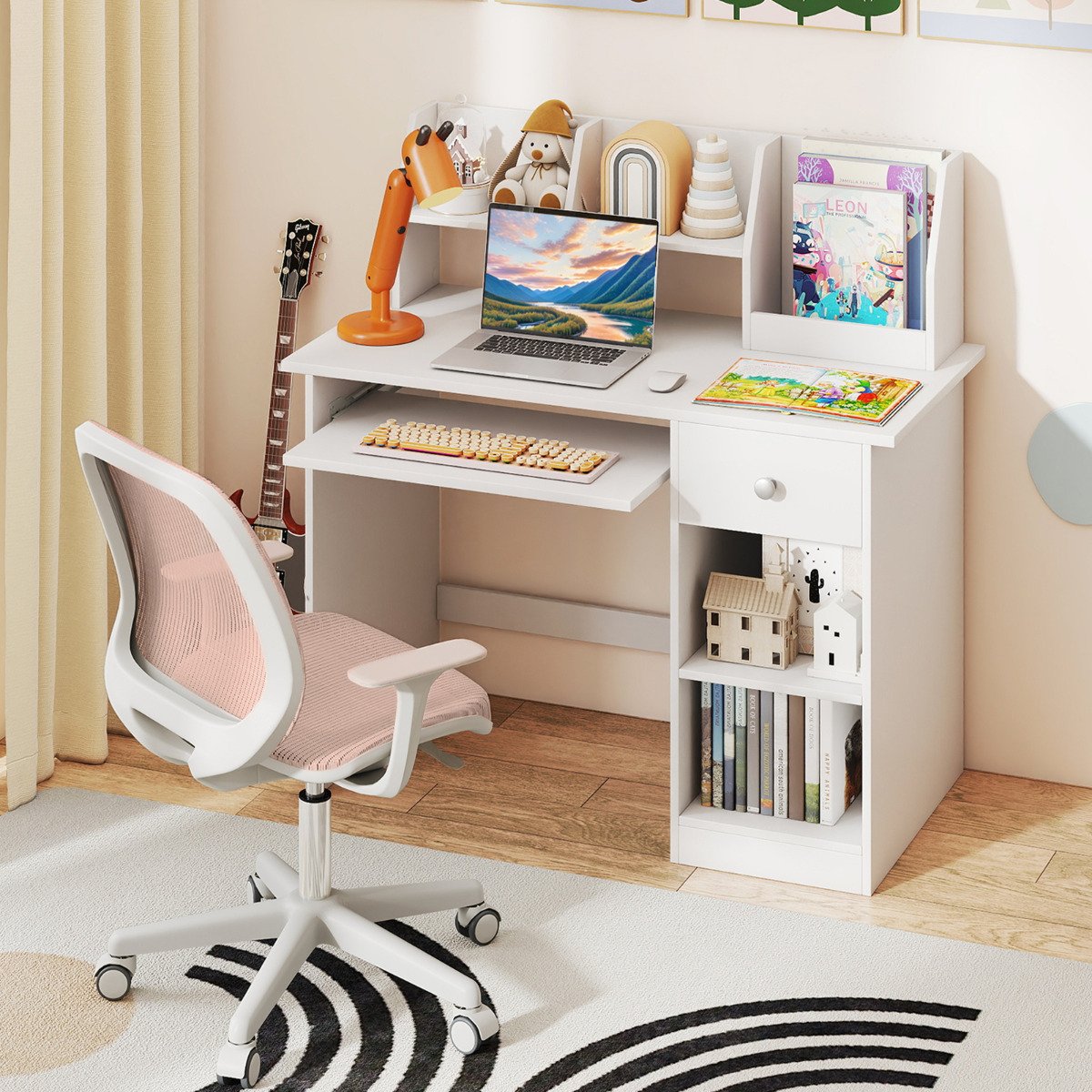 Kids Study Desk Multifunctional Student Desk-Grey
