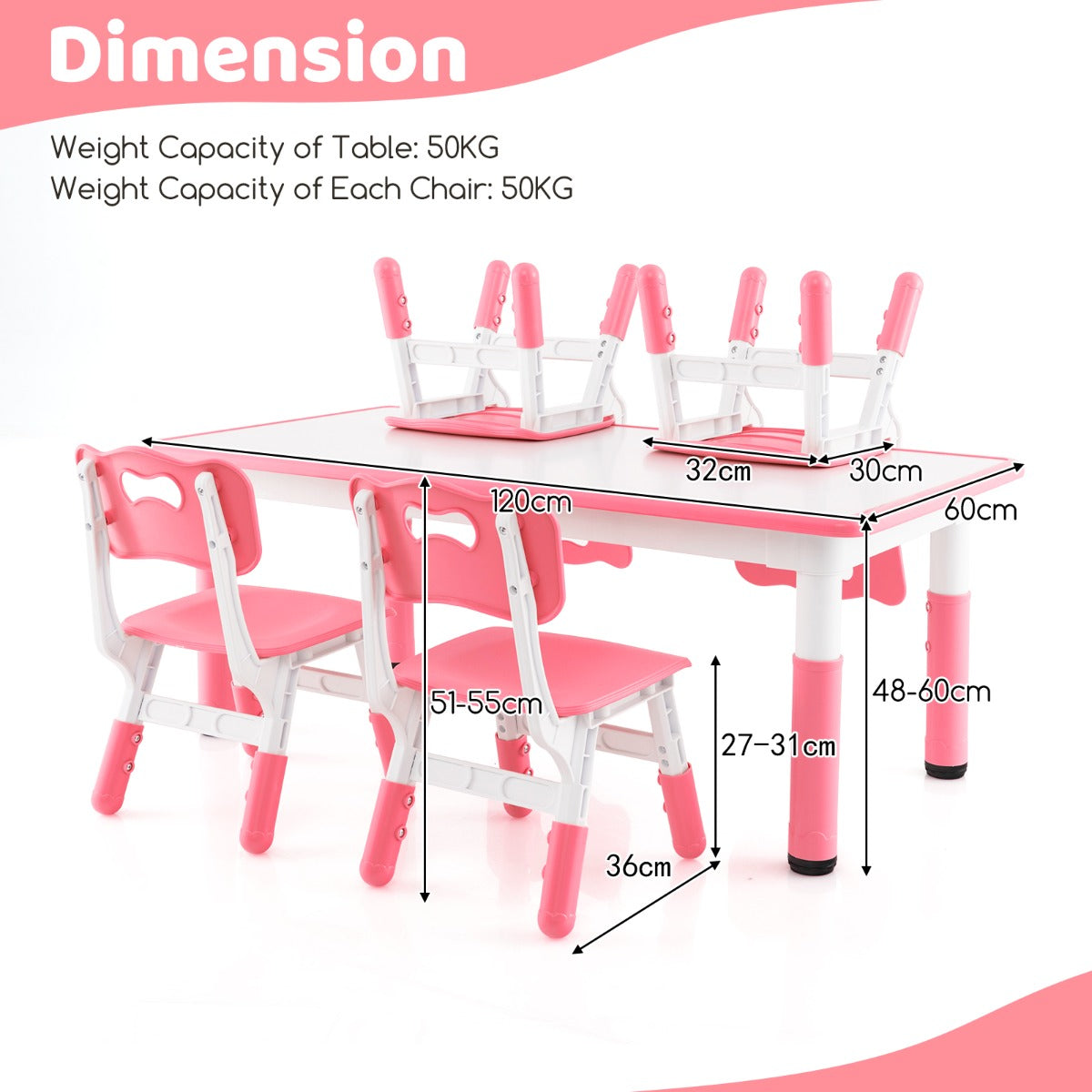 Kids Table and 4 Chairs Set with Graffiti Desktop for Home Daycare School-Green