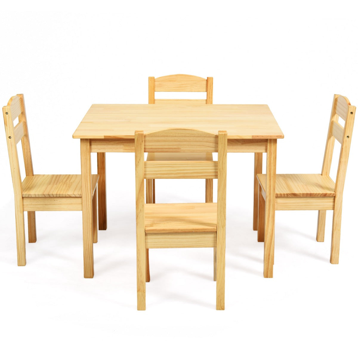 Kids Table and 4 Chairs Set for Toddlers Dining, Drawing, Reading-Dark Brown