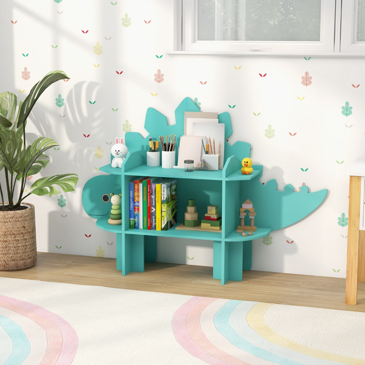 Kids Toy Storage Organizer with Anti-Toppling System for Play Room Nursery Kindergarten-Yellow